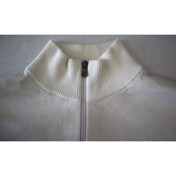 Michael Kors Men's Sz L White/Ivory Chunky Mock Neck Full Zip Sweater - Picture 4 of 7